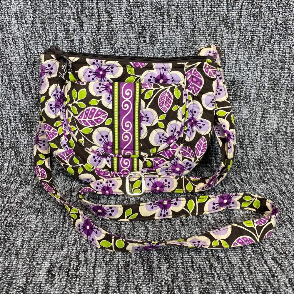 Vera Bradley Quilted Crossbody Bag Purple Floral Retired Pattern Shoulder Purse